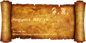 Hegyesi Márk névjegykártya